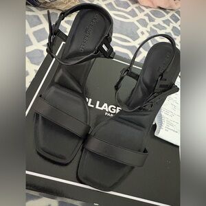 Karl Lagerfeld Black Padded Strap Sandals